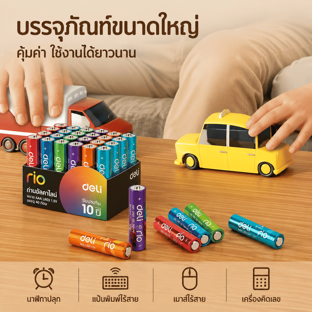 ถ่านอัลคาไลน์ AAA DELI E82903-MX-01 แพ็ก 24 ก้อน